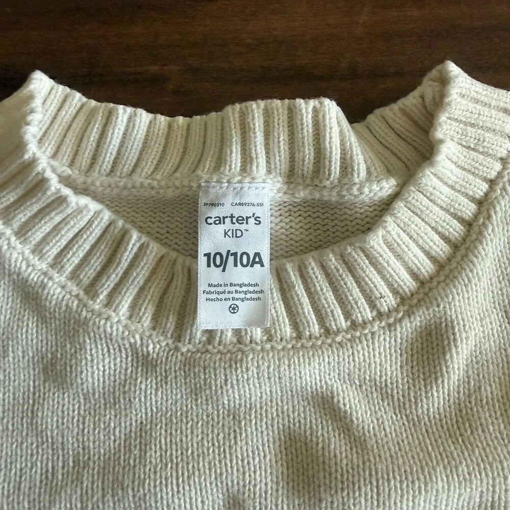 Carter's Ivory Holly Holiday Sweater Girls' 10